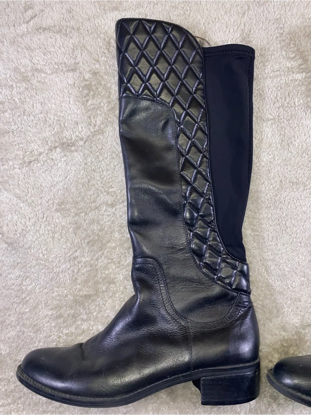 Adrienne Vittadini Black Quilted  Riding Boots size 9